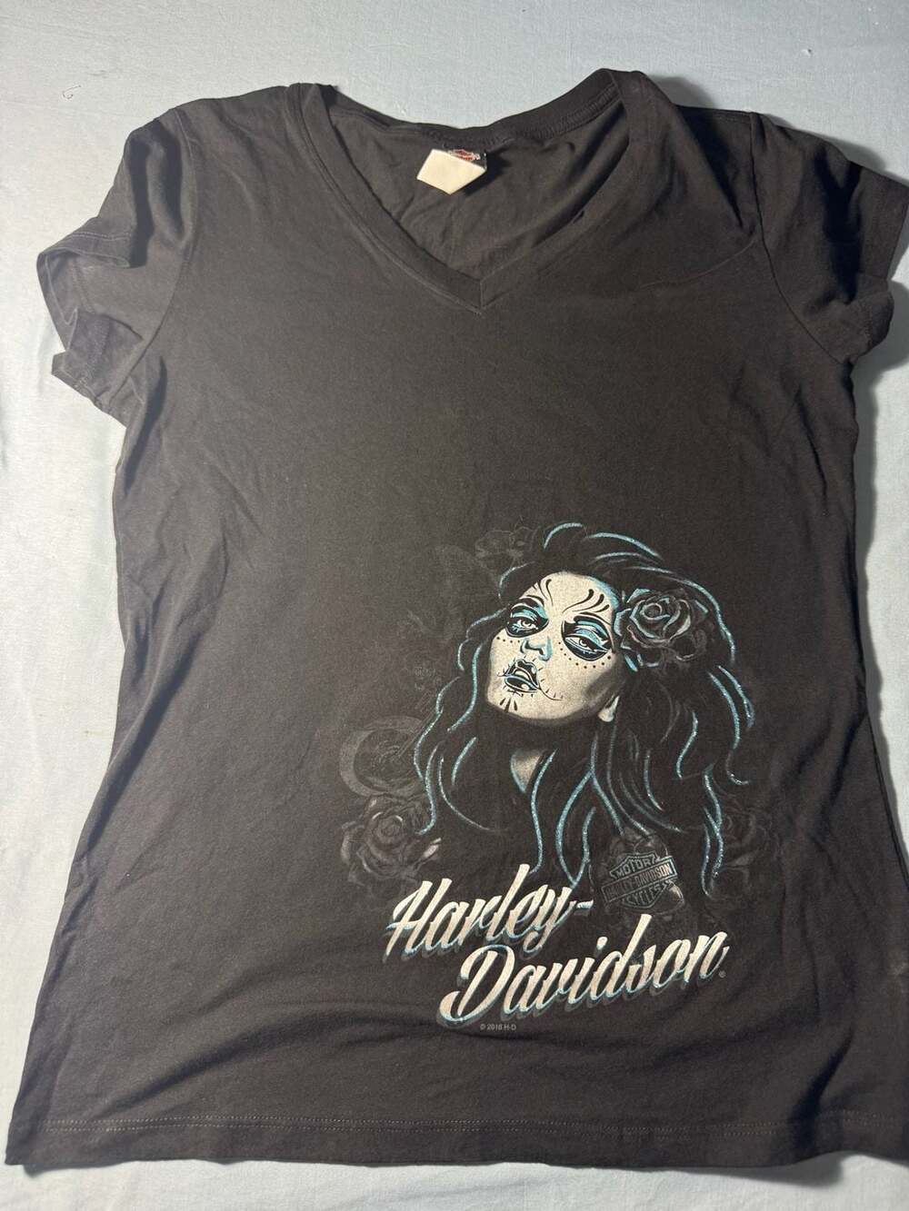 Harley Davidson Sugar Skull T-Shirt Size Large Black